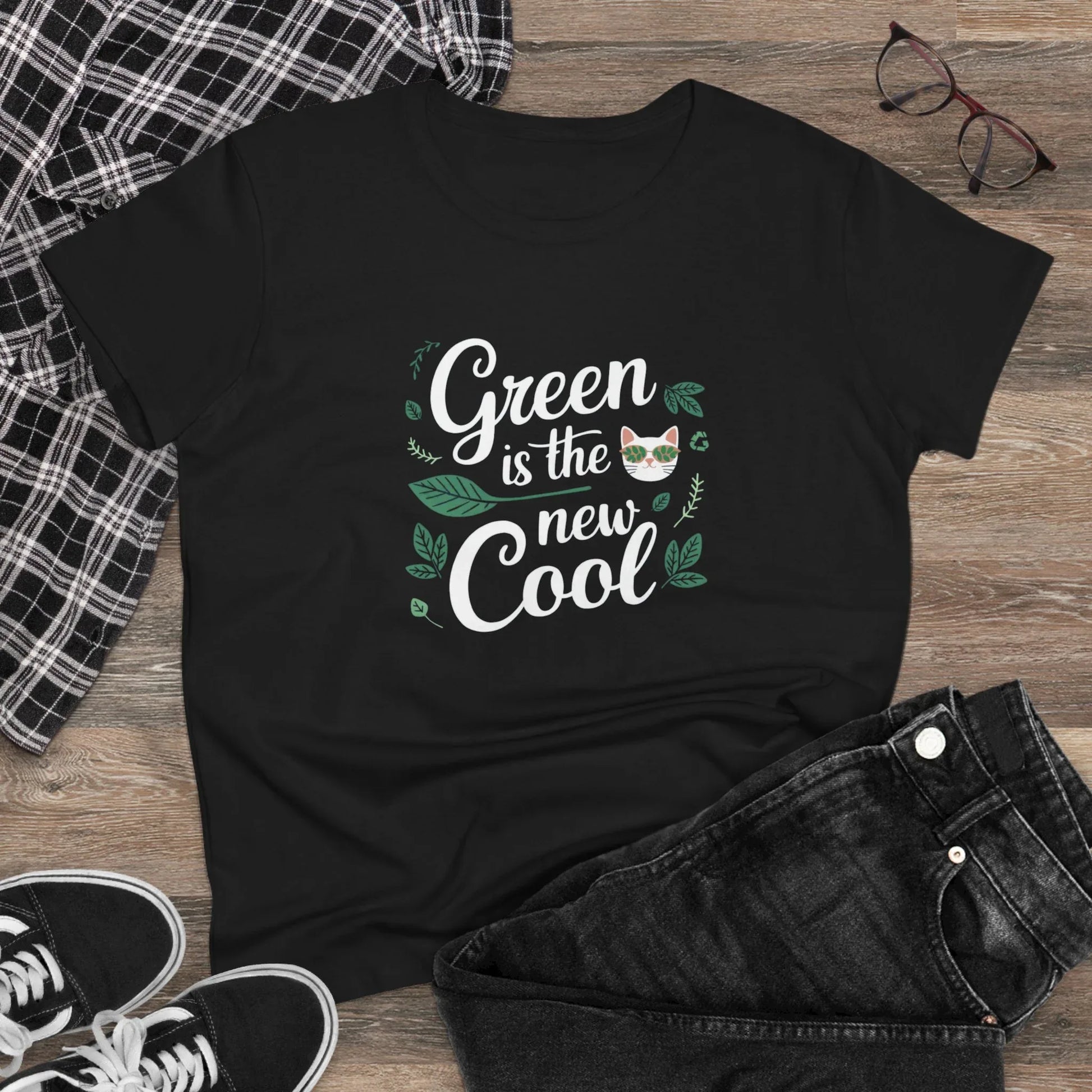 Green Is The New Cool Cotton Women Tshirt - Billien