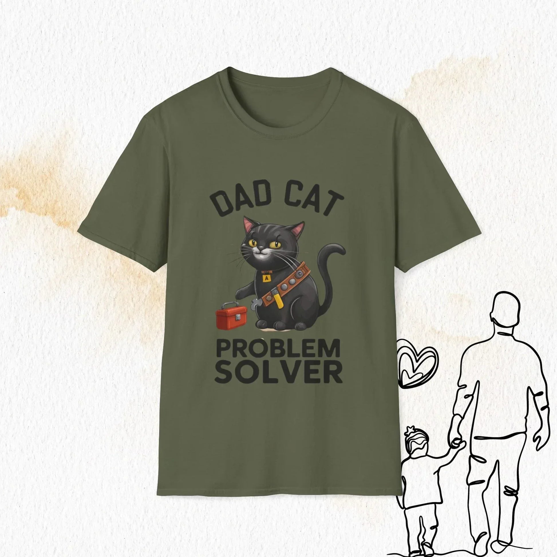 Dad Cat Problem Solver Cotton Men Tshirt - Billien