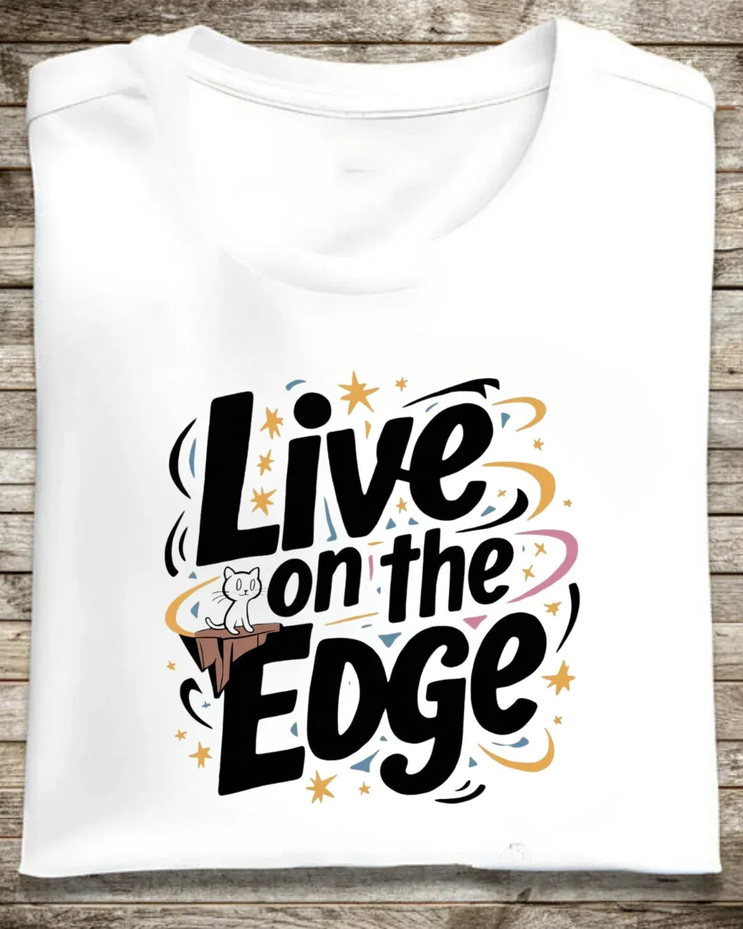 Live On The Edge Idiom Cotton T-Shirt - Billien