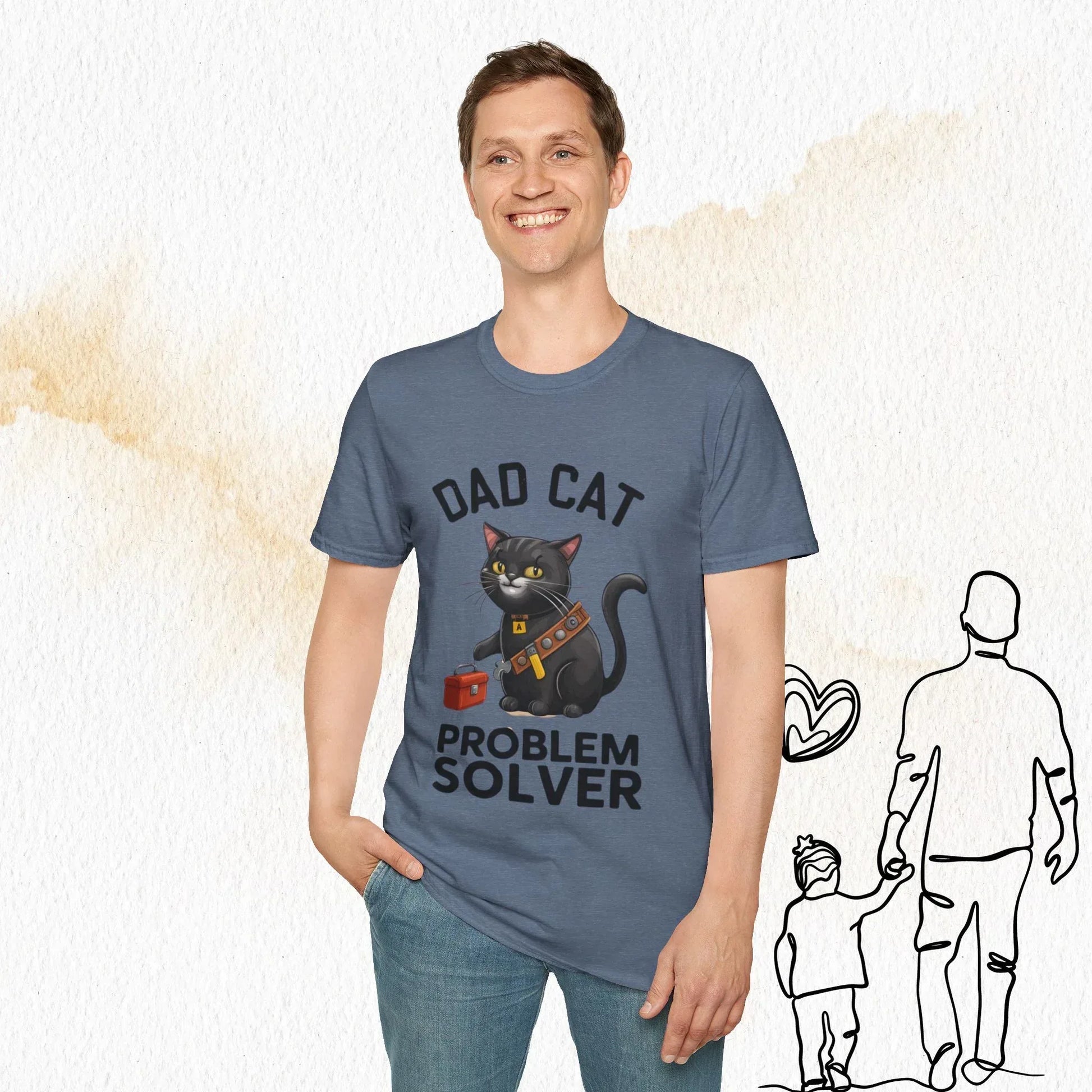 Dad Cat Problem Solver Cotton Men Tshirt - Billien