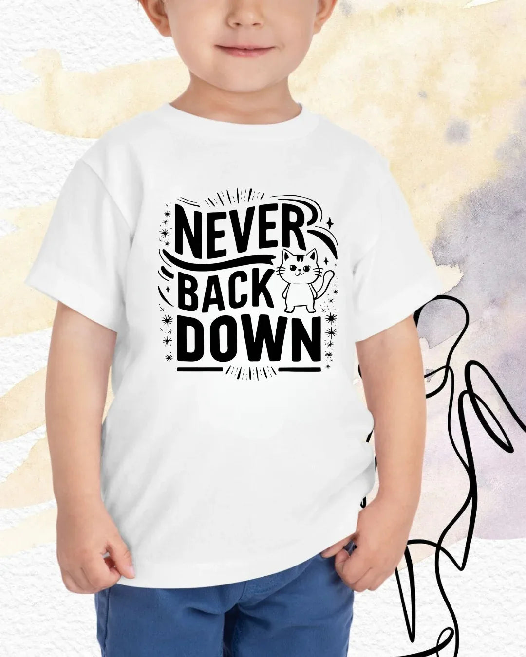 Never Back Down Youth Heavy Cotton T-Shirt - Billien