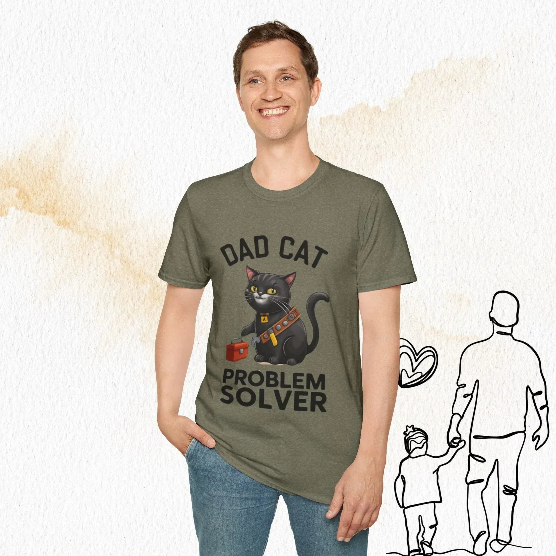 Dad Cat Problem Solver Cotton Men Tshirt - Billien
