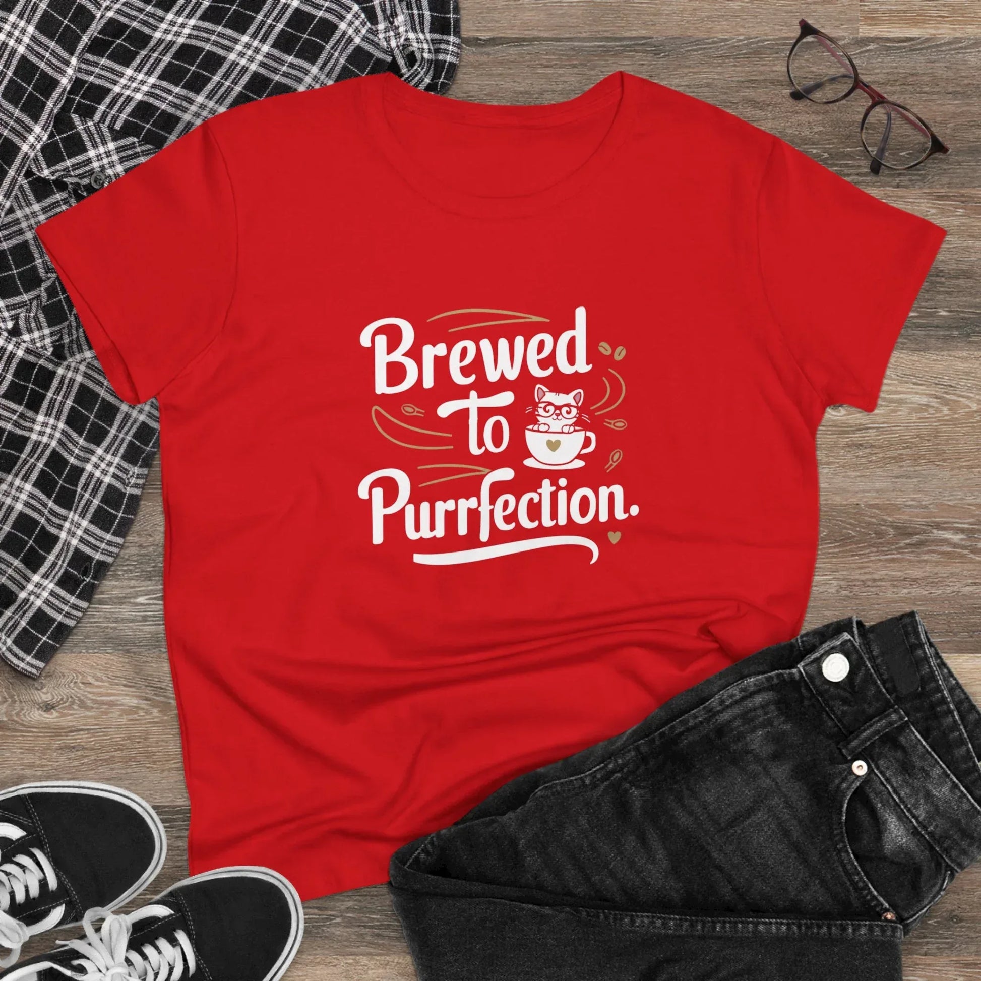 Brewed To Purrfection Coffee Lover Women T-Shirt - Billien