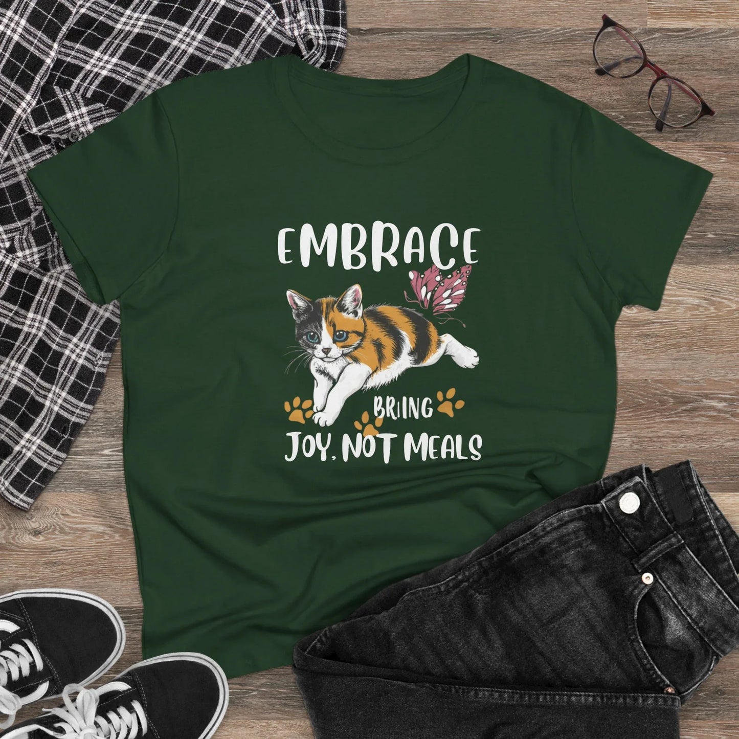 Embrace Bring Joy Not Meal Women Cotton Tshirt - Billien