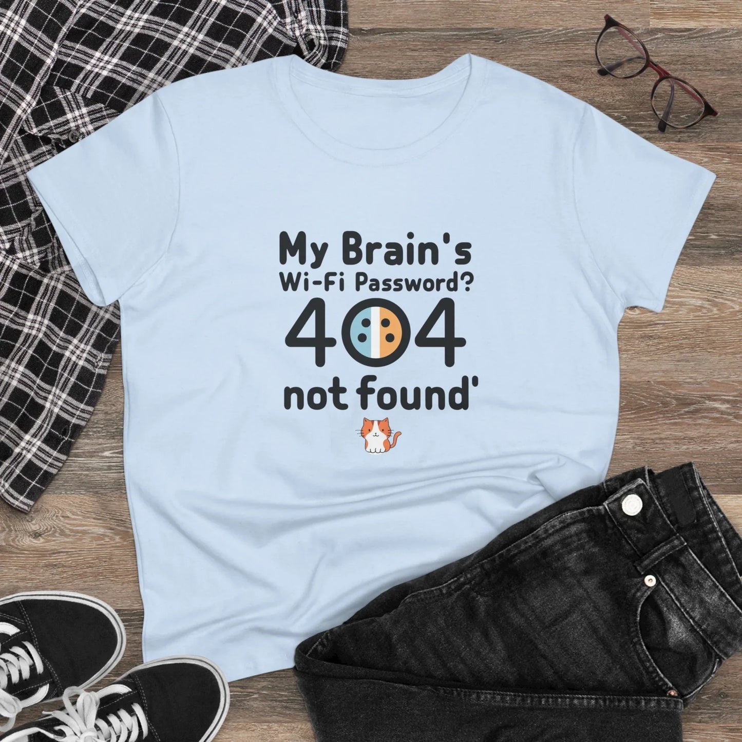 My Brain WiFi Password 404 Not Found Women Cotton Tshirt - Billien