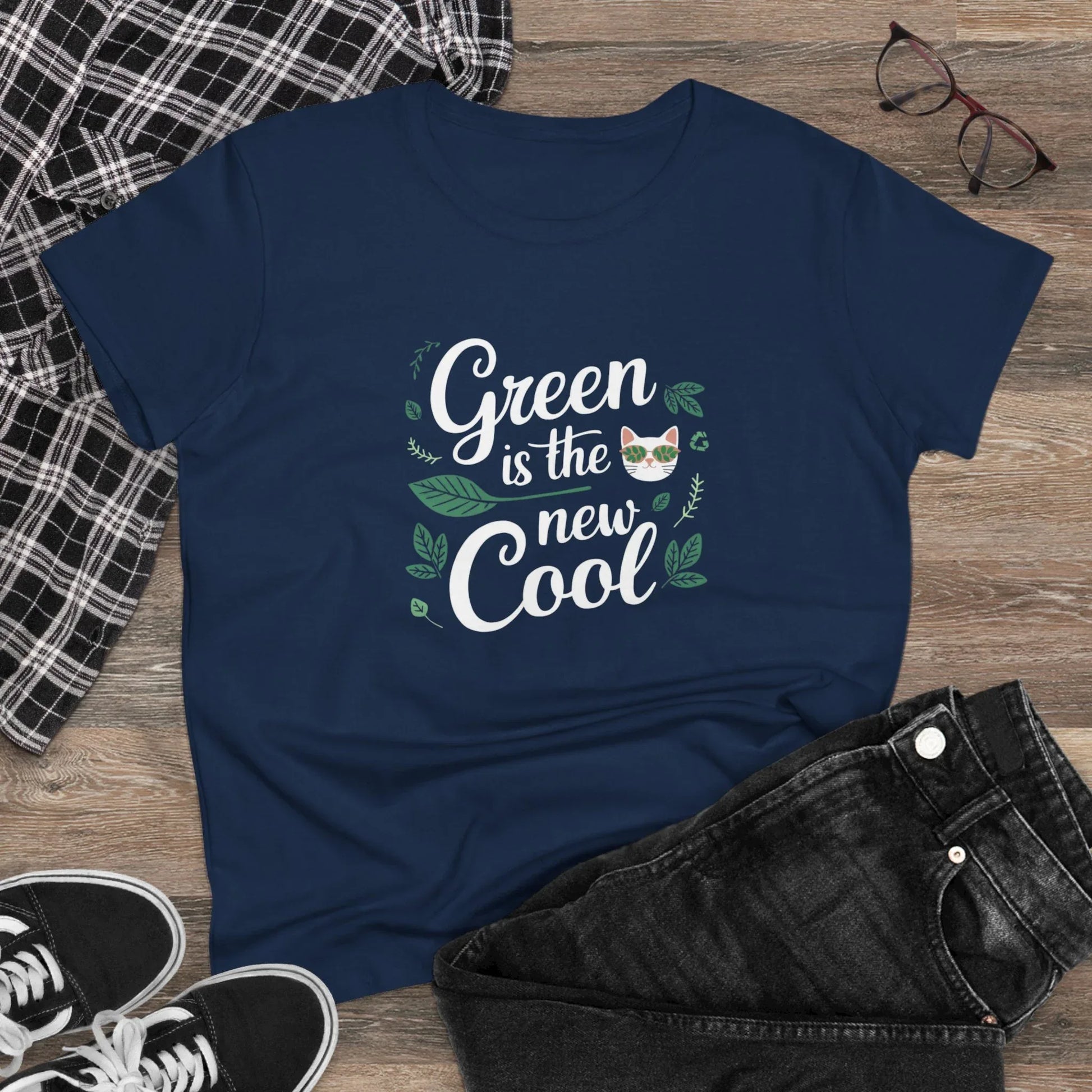 Green Is The New Cool Cotton Women Tshirt - Billien