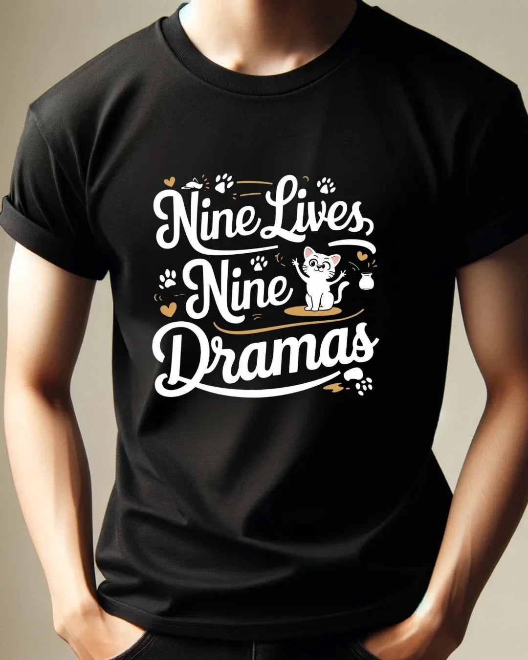 Nine Lives Nine Drama Idiom Cotton T-Shirt - Billien