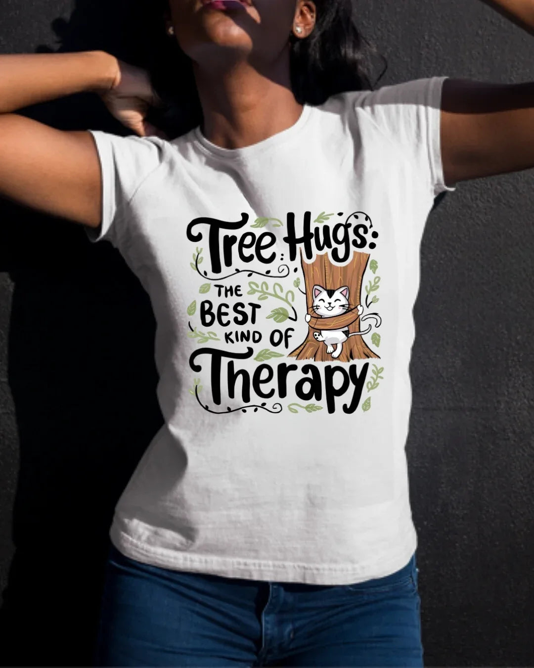 Tree Hugs Best Kind of Therapy Cotton T-Shirts - Billien