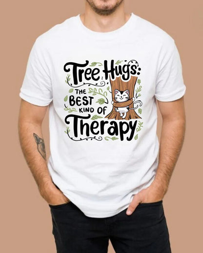 Tree Hugs Best Kind of Therapy Cotton T-Shirts - Billien