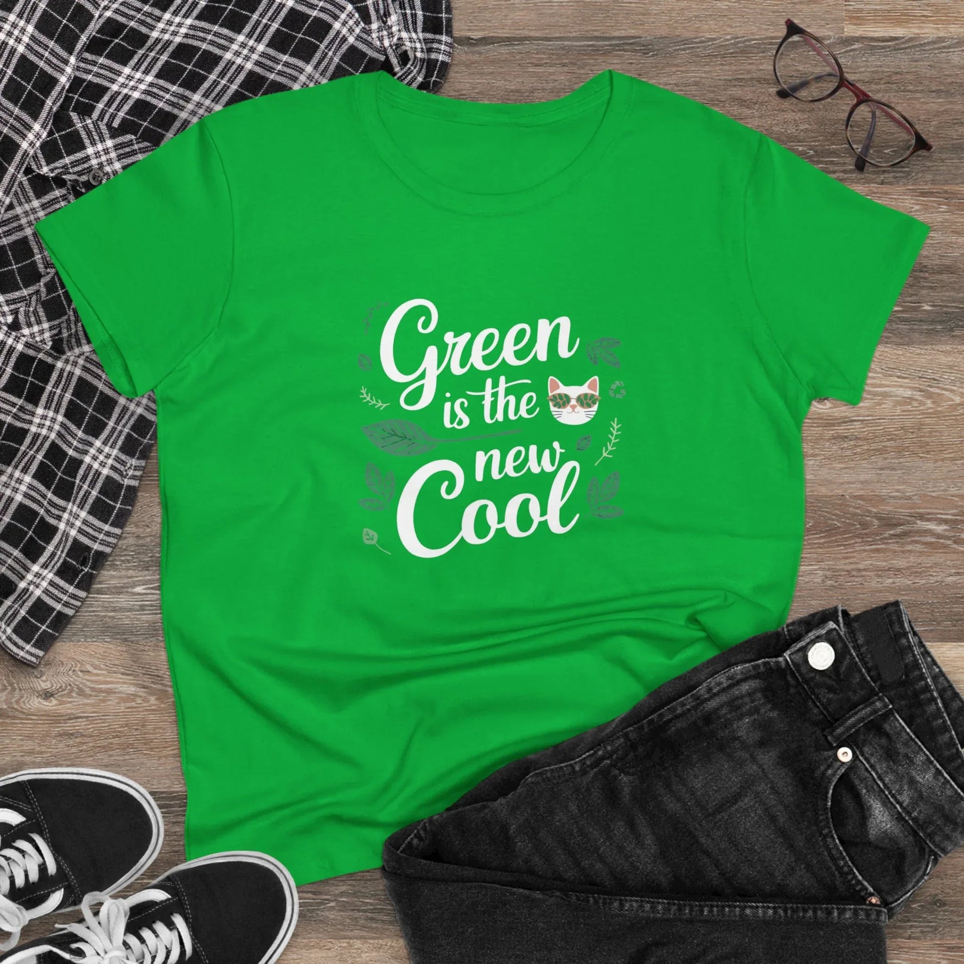 Green Is The New Cool Cotton Women Tshirt - Billien