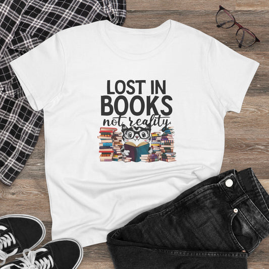 Lost In Book Not Reality Women Cotton Tshirt