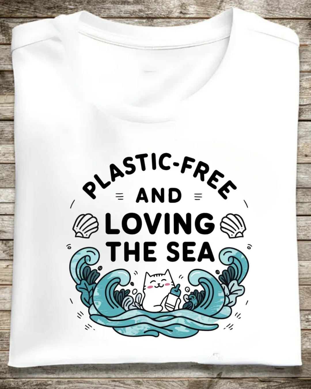 Plastic Free & Loving Sea Environmental Cotton T-Shirt - Billien