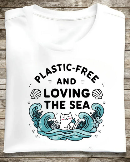 Plastic Free & Loving Sea Environmental Cotton T-Shirt - Billien