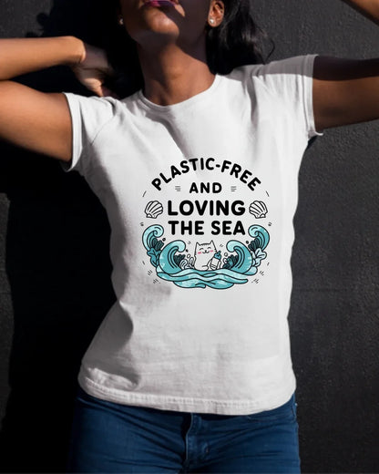 Plastic Free & Loving Sea Environmental Cotton T-Shirt - Billien
