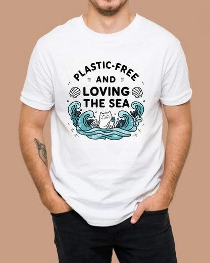 Plastic Free & Loving Sea Environmental Cotton T-Shirt - Billien