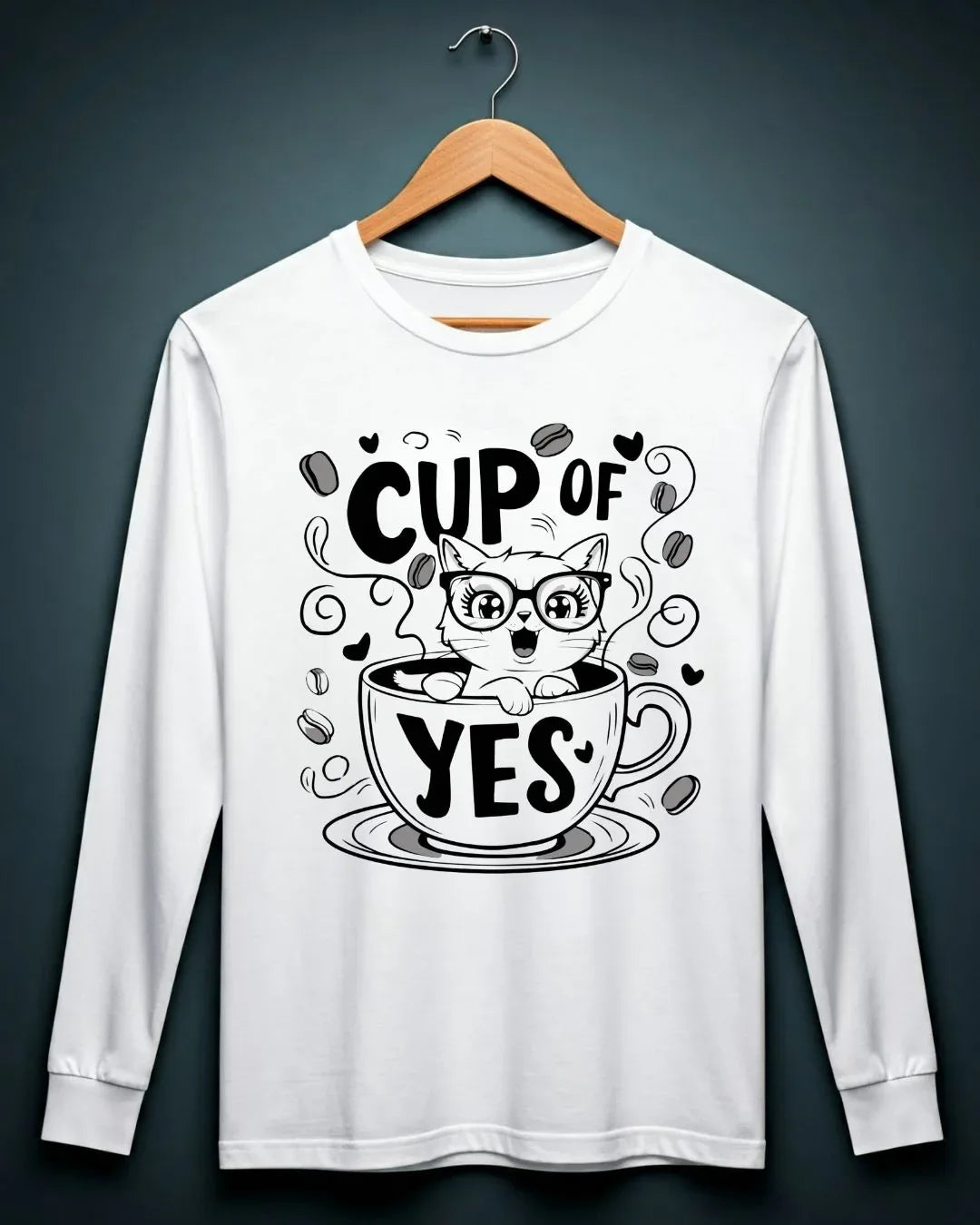 Cup Of Yes Cotton Long Sleeve Tshirt - Billien