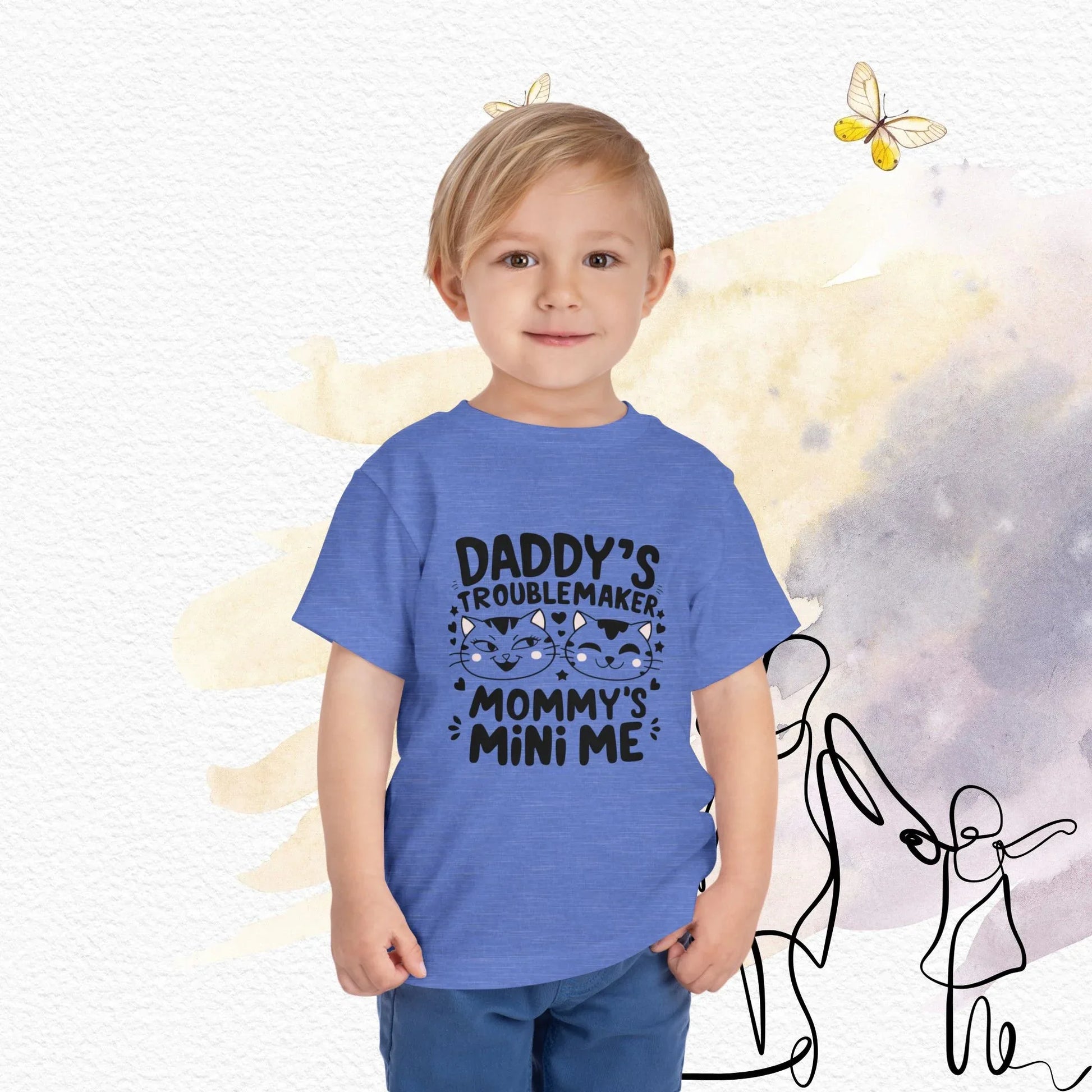 Daddy Little Troublemaker Toddler Cotton T-Shirts - Billien