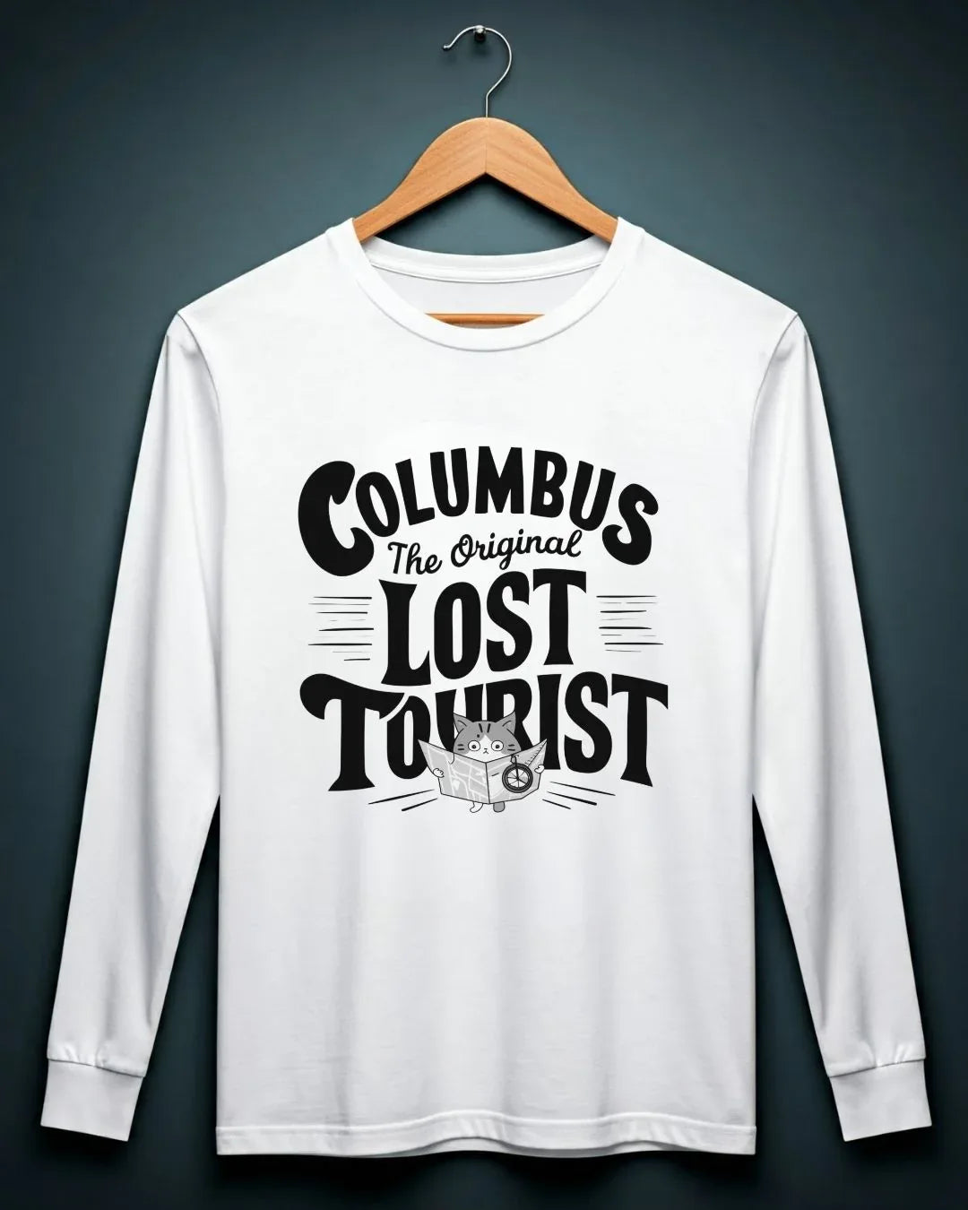 Columbus The Original Lost Tourist Cotton Long Sleeve Tshirt - Billien