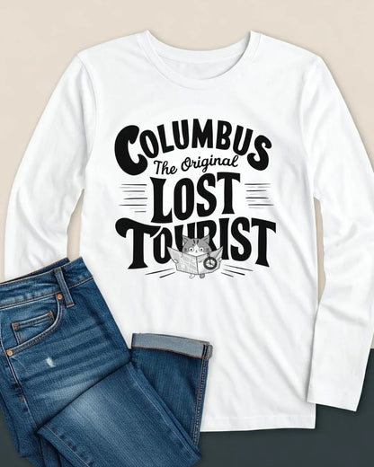 Columbus The Original Lost Tourist Cotton Long Sleeve Tshirt - Billien