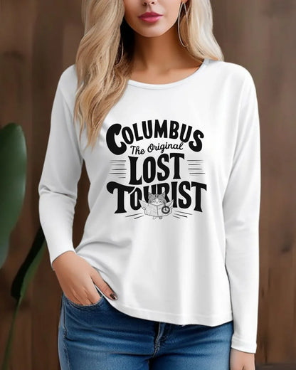 Columbus The Original Lost Tourist Cotton Long Sleeve Tshirt - Billien