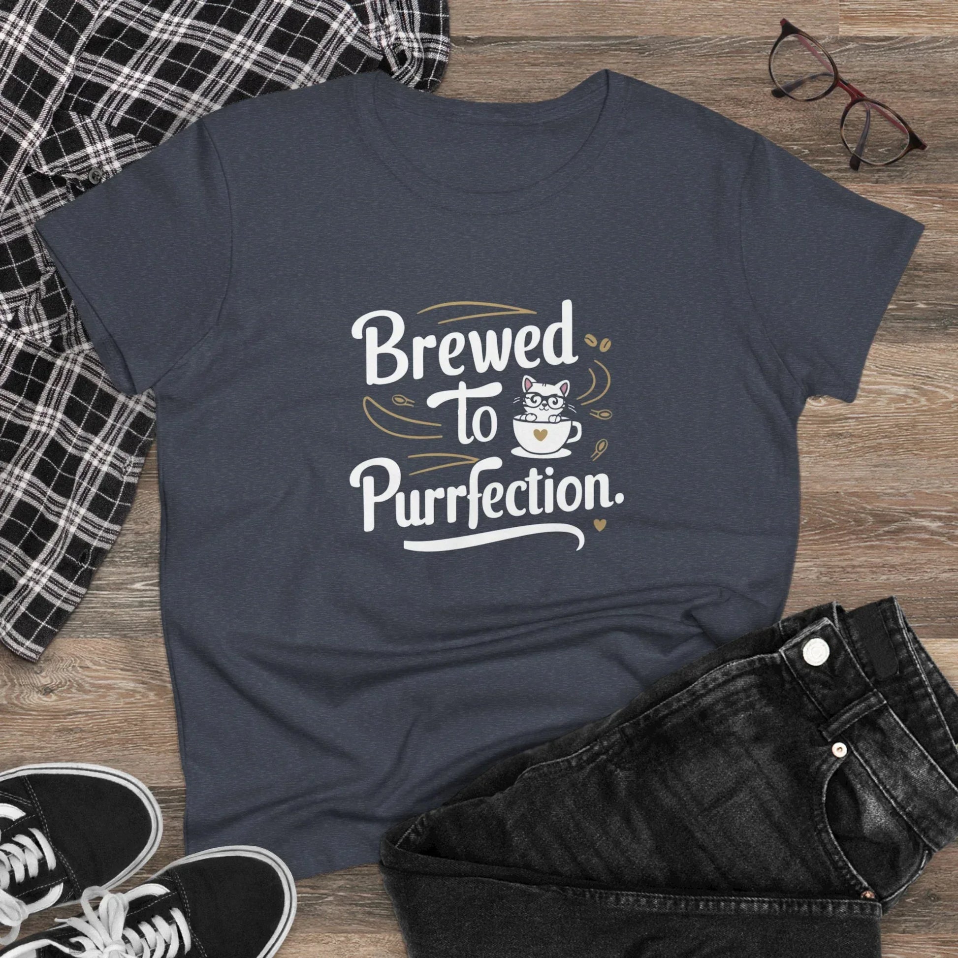 Brewed To Purrfection Coffee Lover Women T-Shirt - Billien