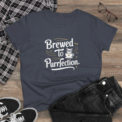 Brewed To Purrfection Coffee Lover Women T-Shirt - Billien