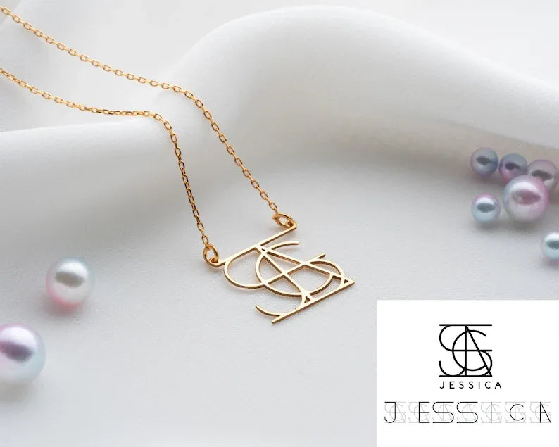 Customized Intertwined Initial Name Necklace - Billien