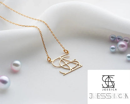 Customized Intertwined Initial Name Necklace - Billien