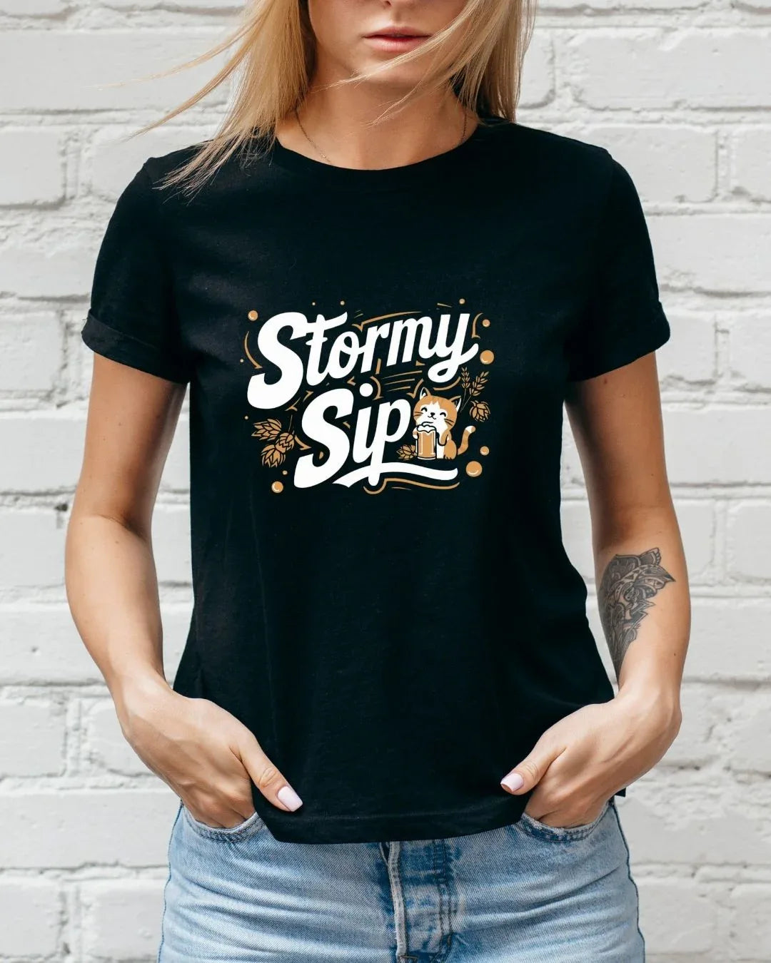 Stormy Sip Cotton Tshirt - Billien