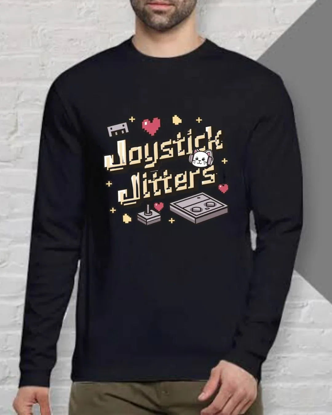 Joystick Jitters Vintage Retro Video Games Cotton Long Sleeve Tshirt - Billien