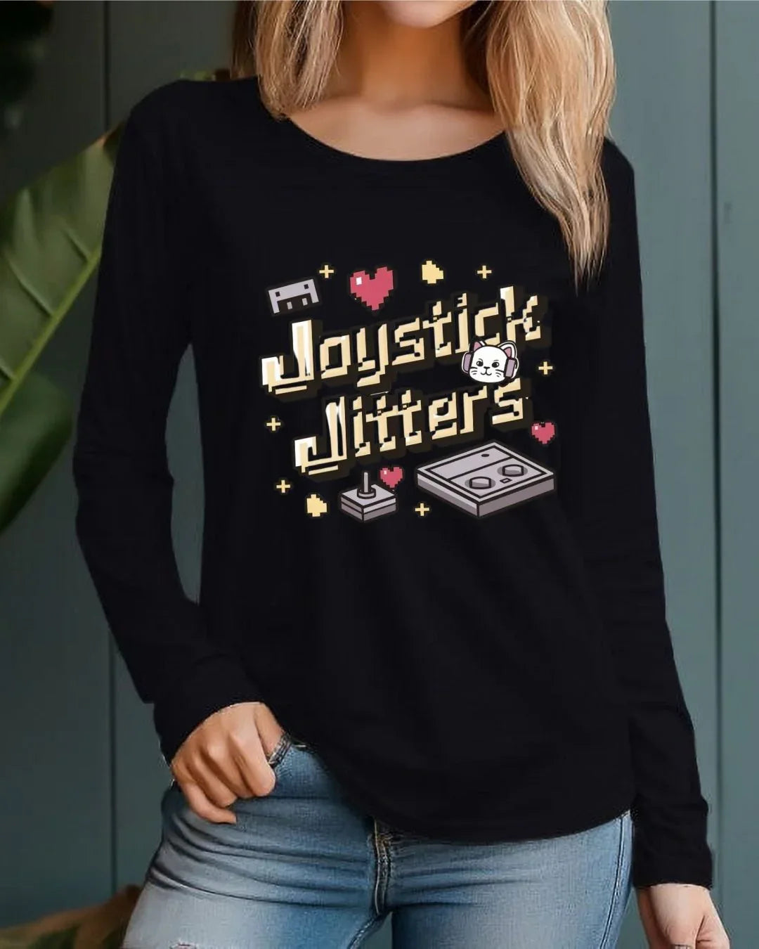 Joystick Jitters Vintage Retro Video Games Cotton Long Sleeve Tshirt - Billien