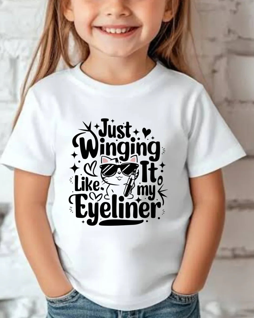 Just Winging it Like My Eyeliner Toddler Cotton T-Shirts - Billien