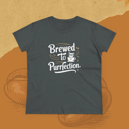 Brewed To Purrfection Coffee Lover Women T-Shirt - Billien