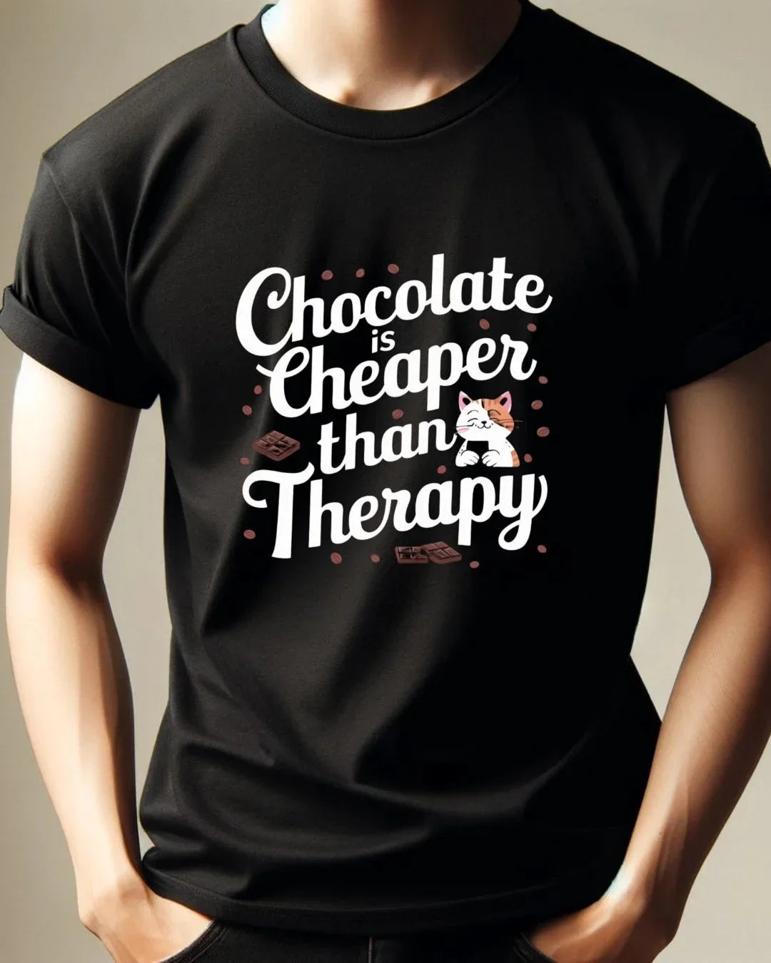 Chocolate Is Cheaper Than Therapy Cotton Tshirt - Billien