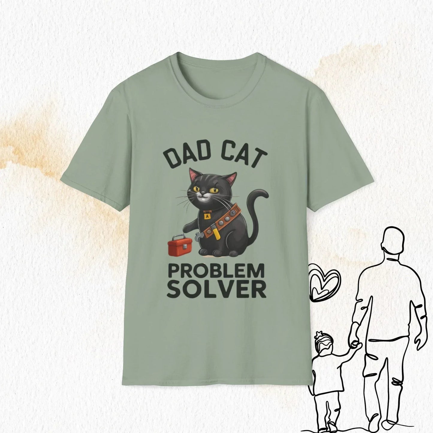 Dad Cat Problem Solver Cotton Men Tshirt - Billien
