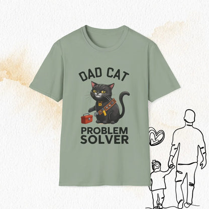 Dad Cat Problem Solver Cotton Men Tshirt - Billien
