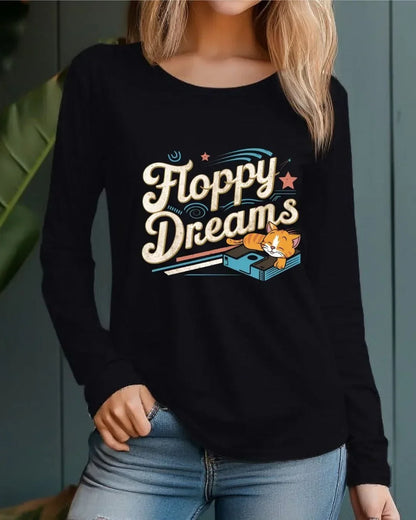 Floppy Dream Vintage Retro Video Games Cotton Long Sleeve Tshirt - Billien