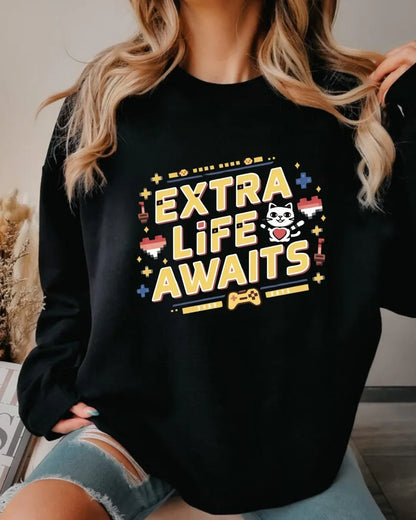 Extra Life Await Vintage Retro Video Game Ultra Cotton Crewneck Sweatshirt - Billien