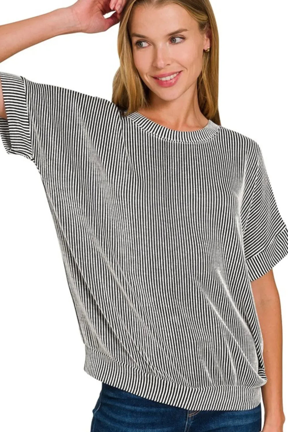 Corded Rib Short Sleeve T-Shirt - Billien