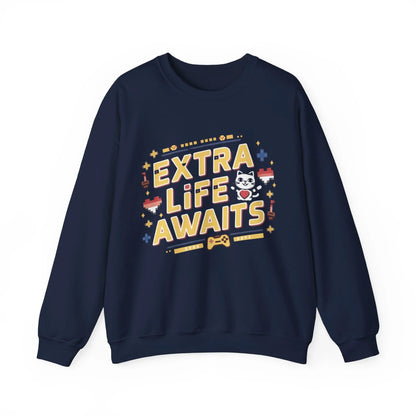 Extra Life Await Vintage Retro Video Game Ultra Cotton Crewneck Sweatshirt - Billien