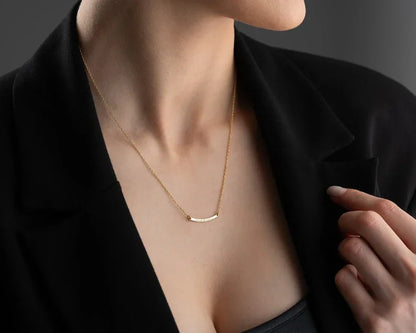 Customized Curved Bar Name Necklace - Billien