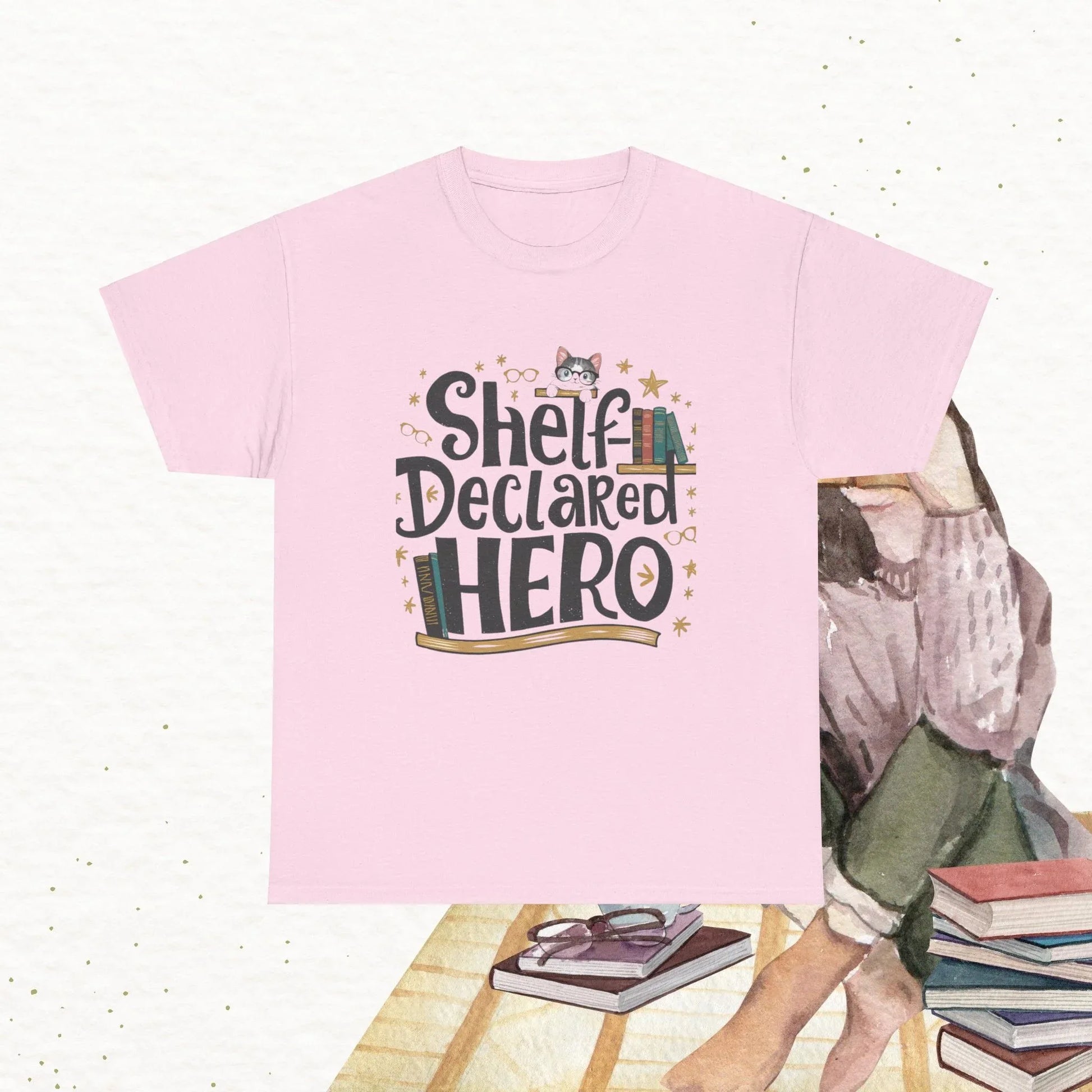 Book Lovers T-Shirt Shelf Declared Hero Cotton T-Shirt - Billien
