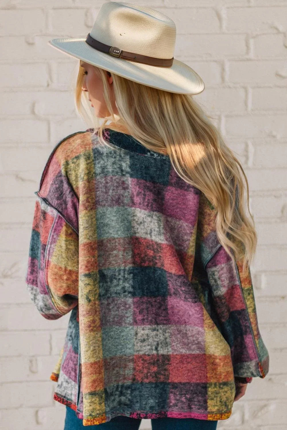 Exposed Seam Button Up Fleece Shacket - Billien