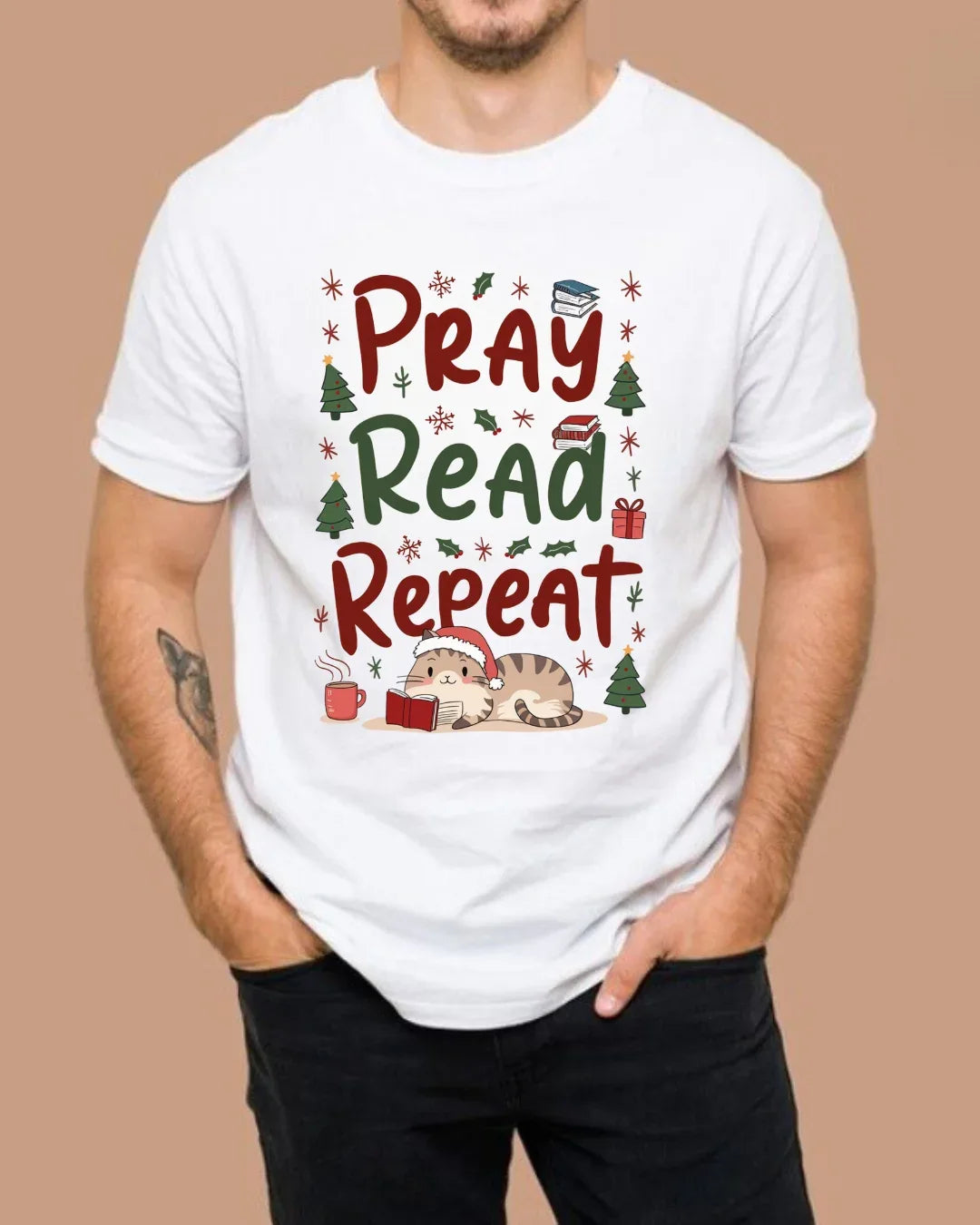 Pray Read Repeat Cotton Tshirts - Billien