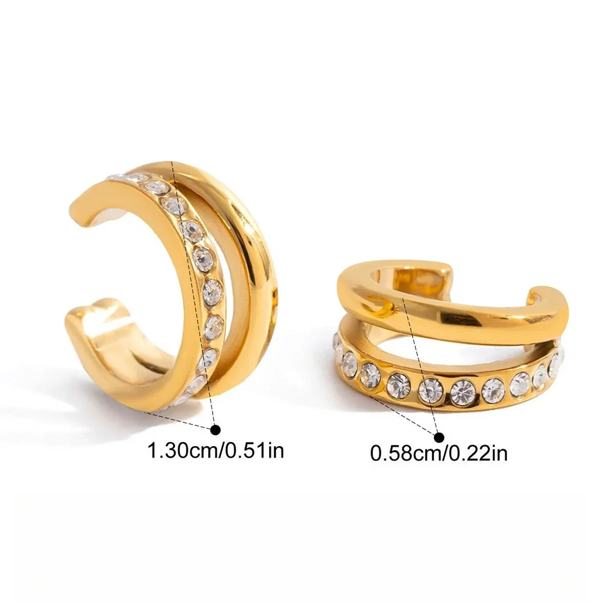 18K gold earrings inlaid with cubic zirconia in a teardrop design. - Billien