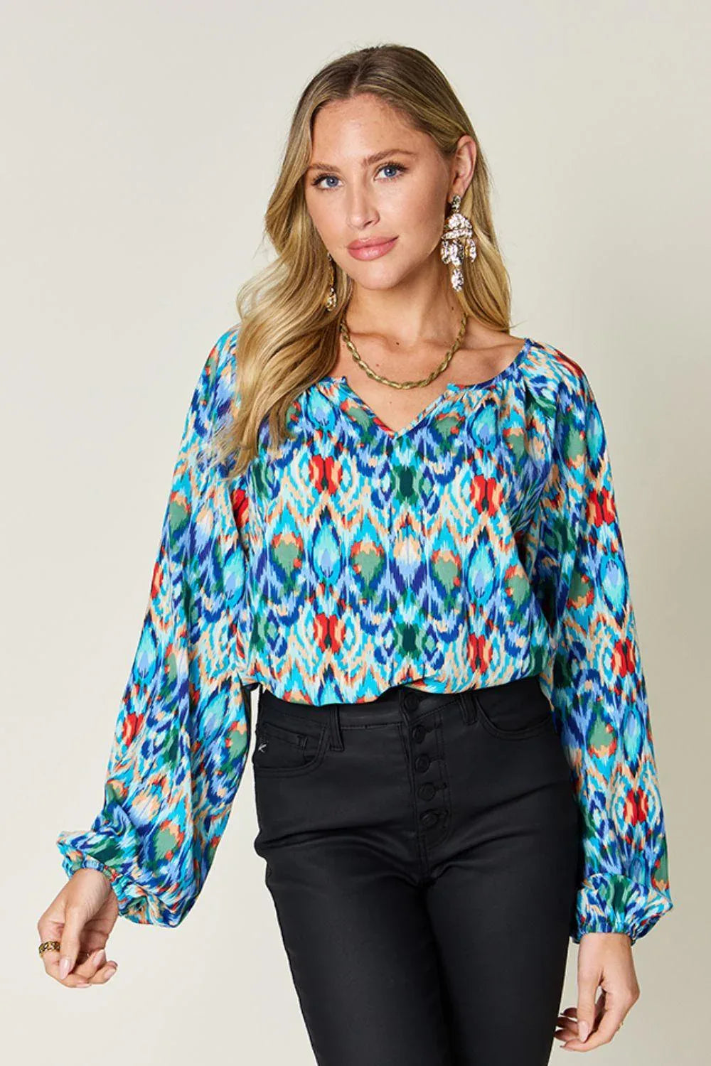 Printed Balloon Sleeve Blouse - Billien
