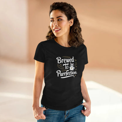 Brewed To Purrfection Coffee Lover Women T-Shirt - Billien