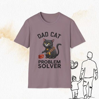 Dad Cat Problem Solver Cotton Men Tshirt - Billien