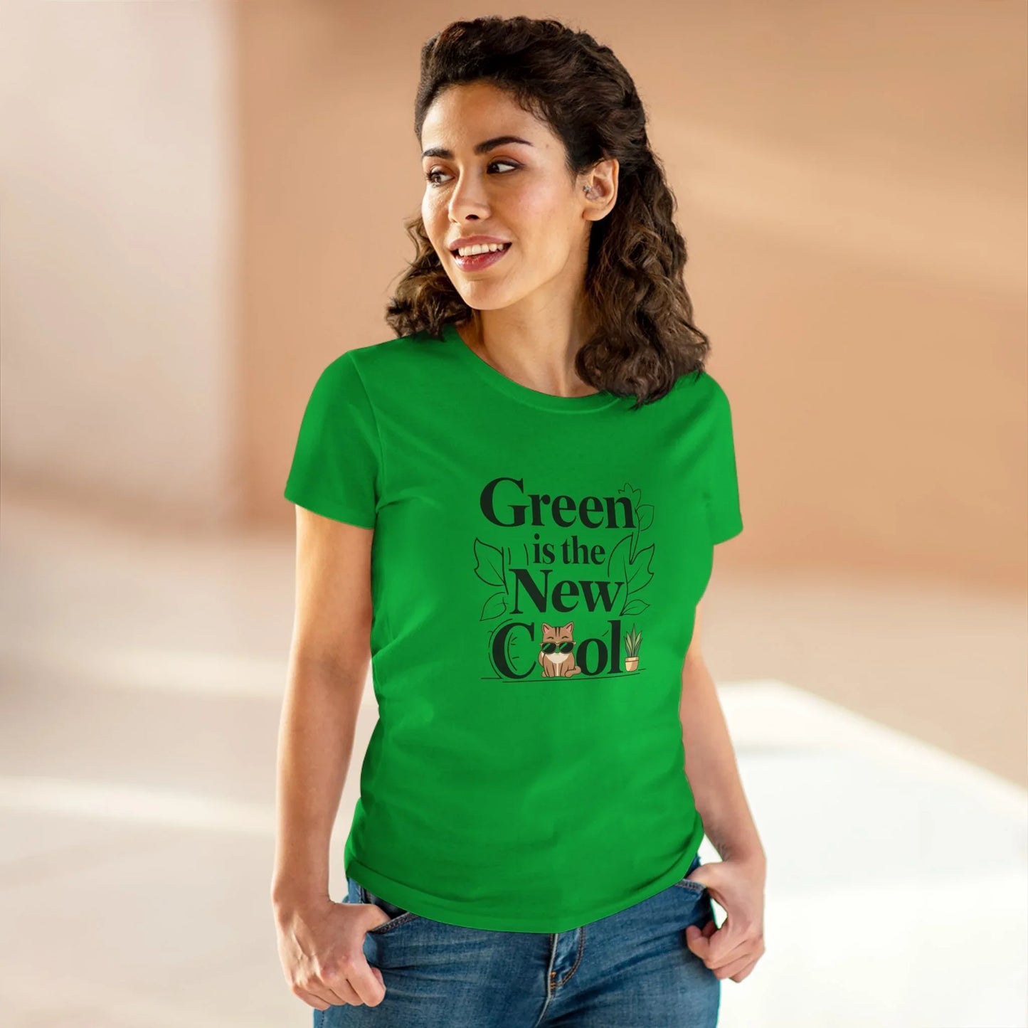 Green Is The New Cool Women Cotton Tshirt - Billien