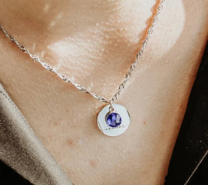 Personalized Round Birthstone Necklace - Billien